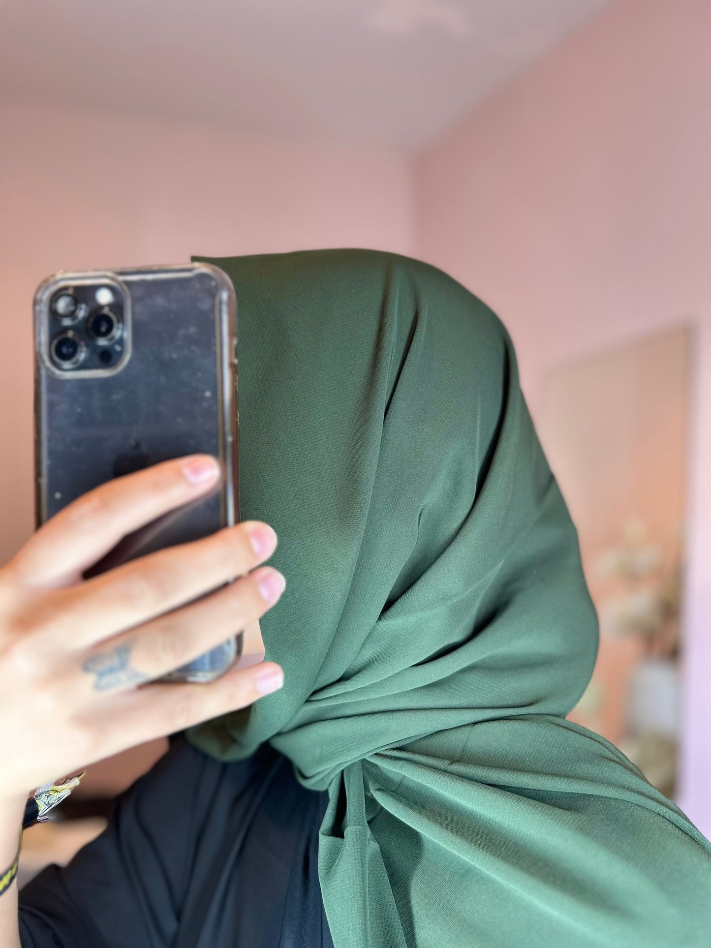 Hijab en soie de Médine de luxe - Vert sapin