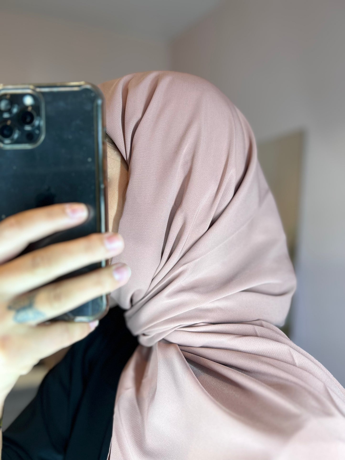 Hijab en soie de Médine de luxe - Rose pâle