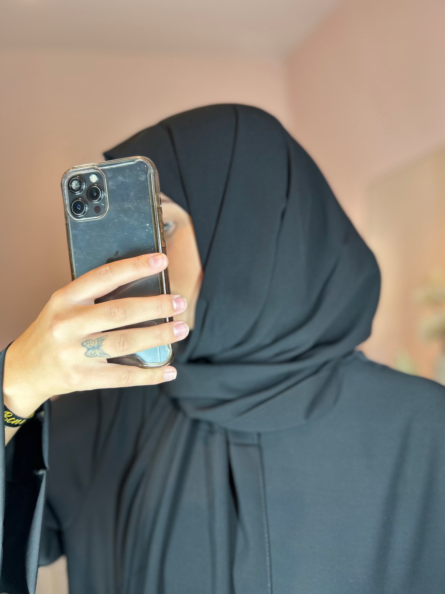 Hijab en soie de Médine de luxe - Noir