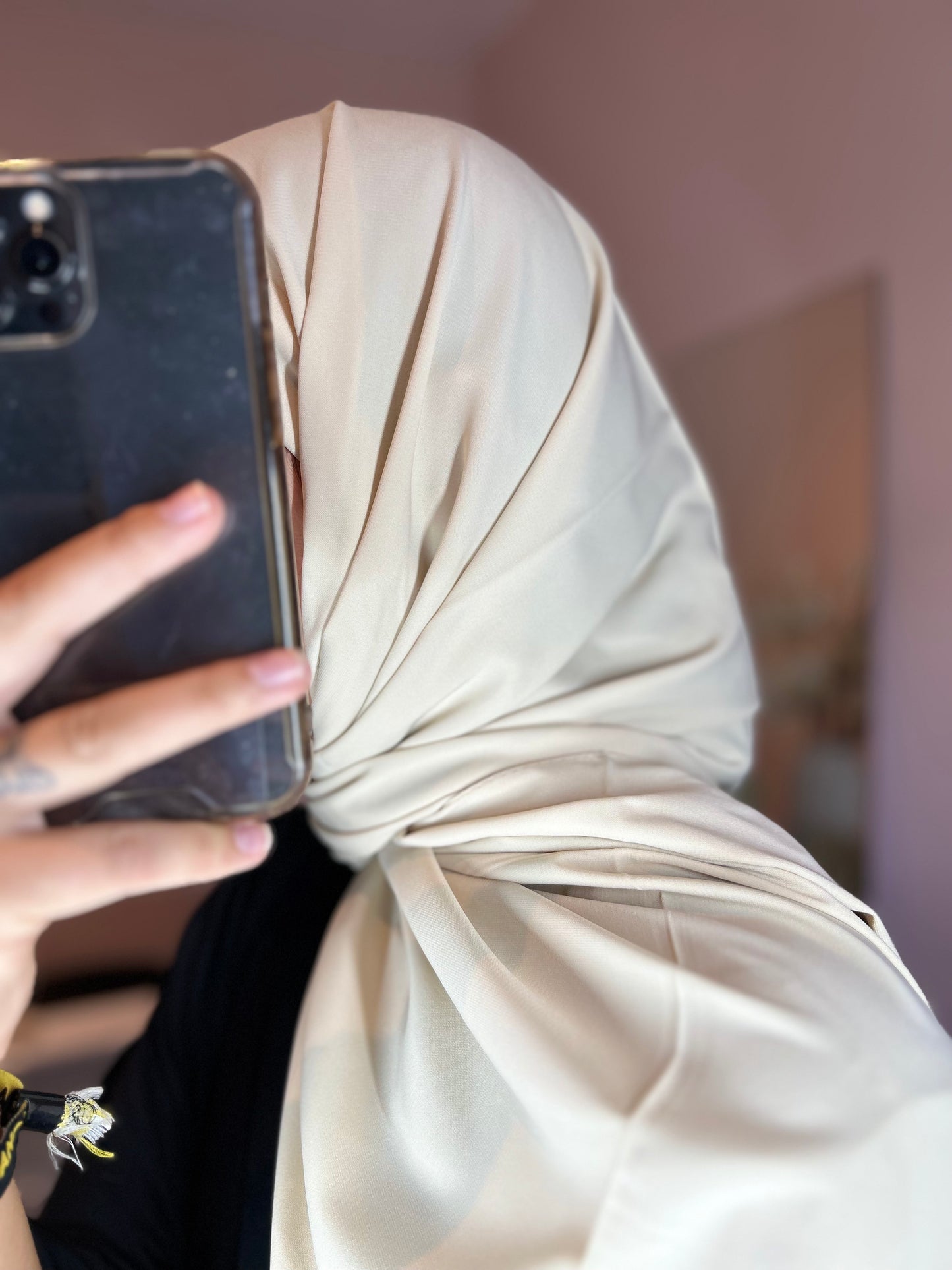Hijab en soie de Médine de luxe - Beige