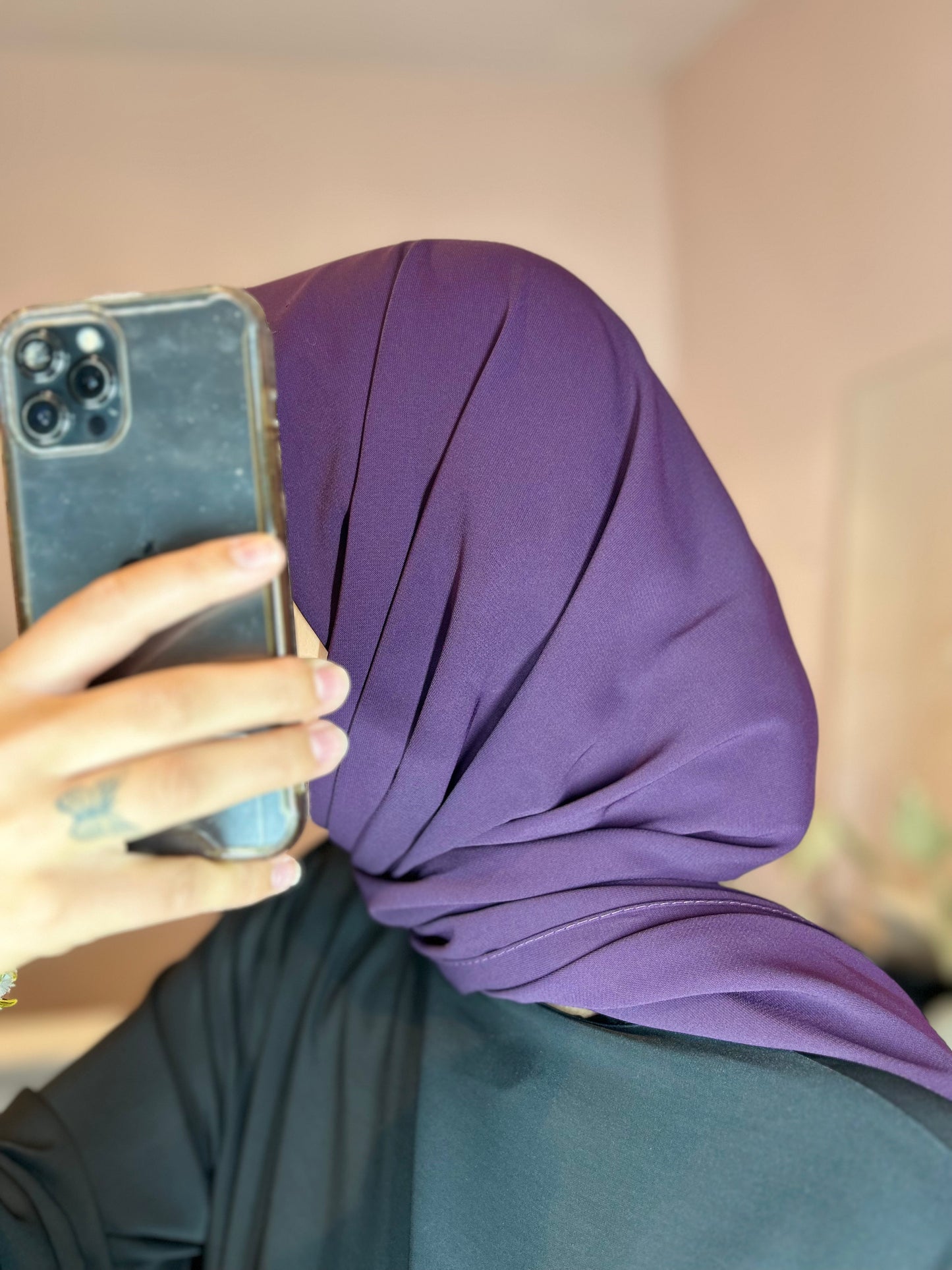 Hijab en soie de Médine de luxe - Aubergine